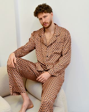 Пижама мужская на пуговицах шелк 46 коричневый (5065)
