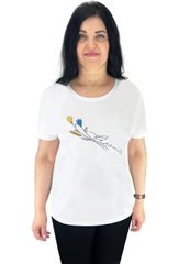 Жіноча футболка з накатом квіти 44 білий (4695)