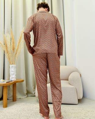 Пижама мужская на пуговицах шелк 44 коричневый (5065)