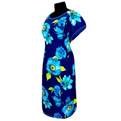 Платье батал вискоза голубые цветы - фабрика трикотажа