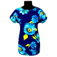 Блуза вискоза голубые цветы - фабрика трикотажа