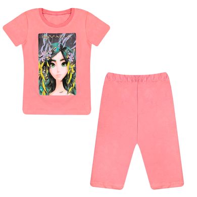 Комплект детский футболка с бриджами 28 розовый (3313)