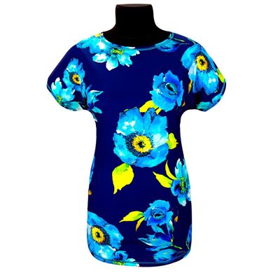 Блуза віскоза блакитні квіти - трикотаж Комсомольськ