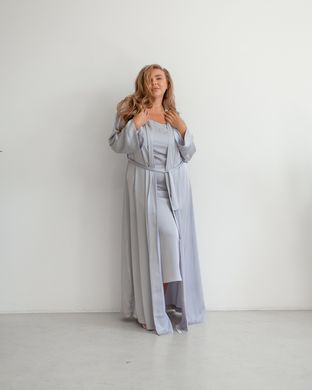 Халат на запах подовжений шовк 42-44 сірий (5100) 5100 фото - трикотаж Комсомольськ